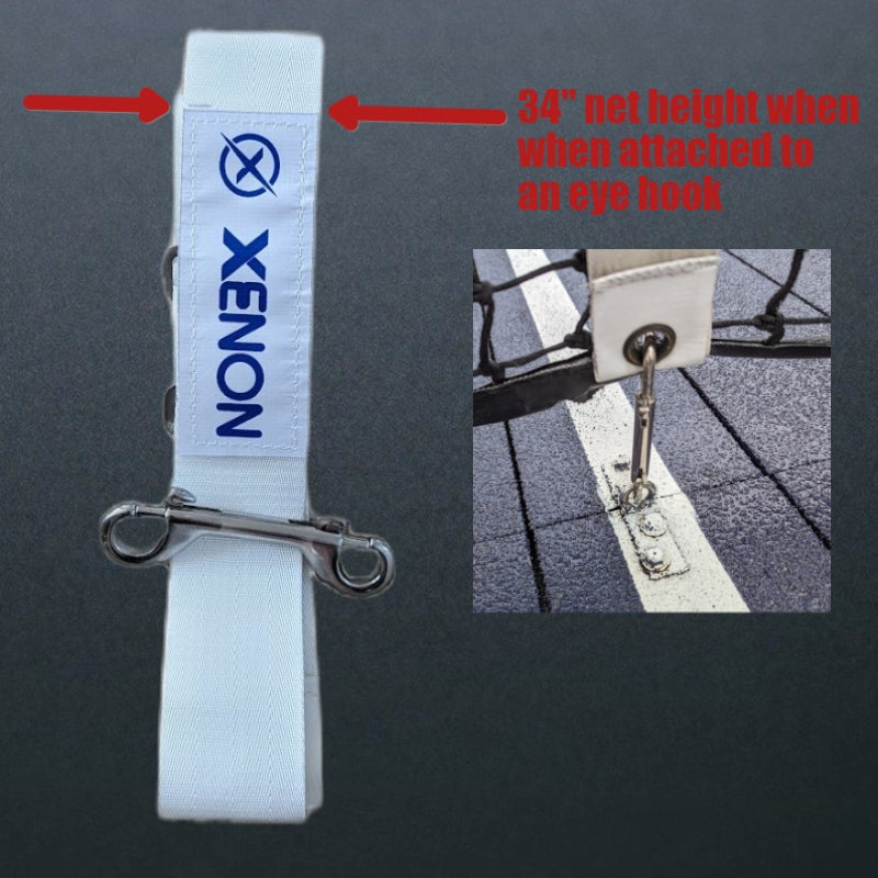 Net strap for platform tennis and pickleball - eye hook
