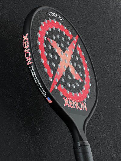xenon paddle vortex+ paddle tennis racket with weighted handle red and black 3