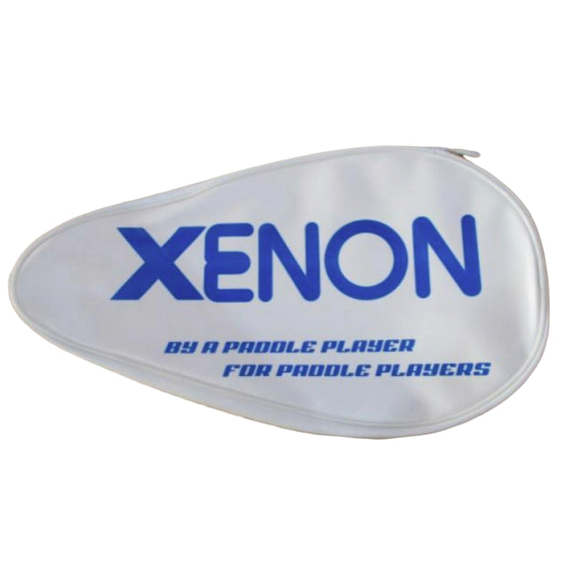 Xenon Paddle tennis racket high quality synthetic leather case white and blue holds phone and keys